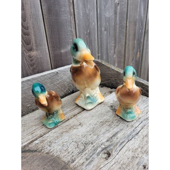 Vintage Royal Copley Ducks, Mallards Family Tall 9" and Two Smaller 6" - Picture 2 of 8